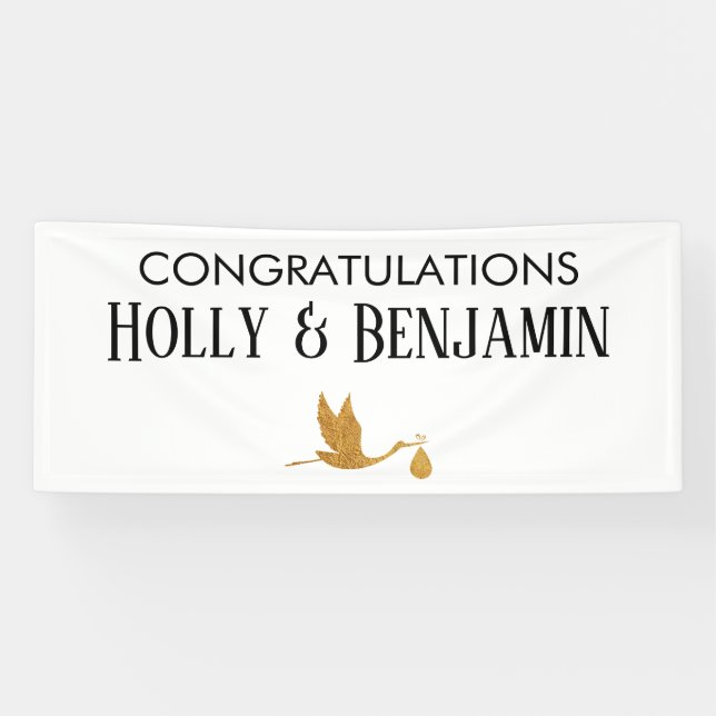Einfache Imitate Gold Stork Herzlichen Glückwunsch Banner (Horizontal)
