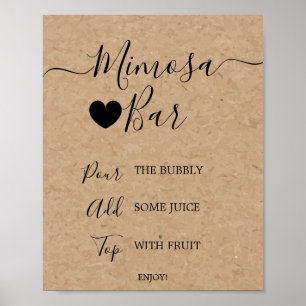 Einfache Imitate Kraft Calligraphy Mimosa Bar Sign Poster