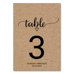 Einfache Imitate Kraft Calligraphy Wedding Tischnu Tischnummer