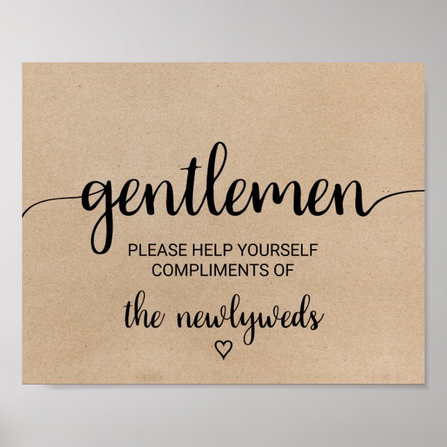 Einfache Imitate Kraft Gentlemen Badezimmer Zeiche Poster (Vorne)
