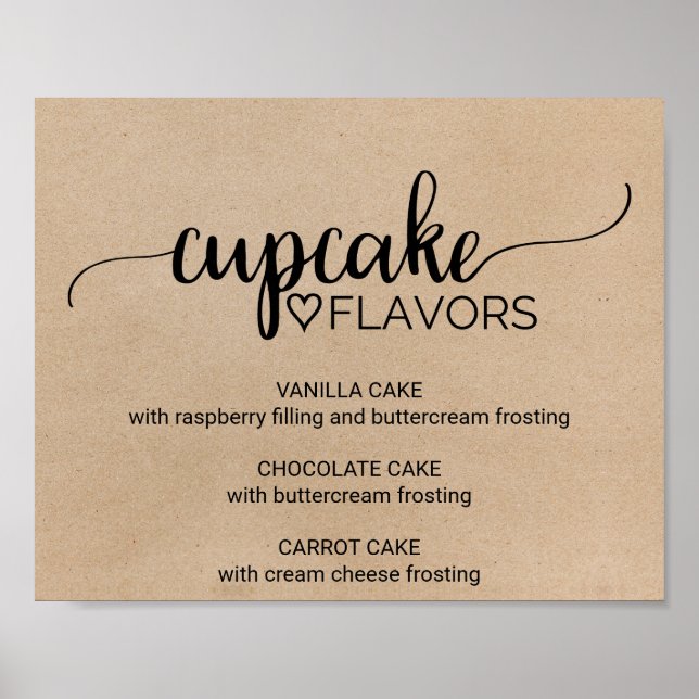 Einfache Imitate Kraft Kalligrafie Cupcake Aromen  Poster (Vorne)