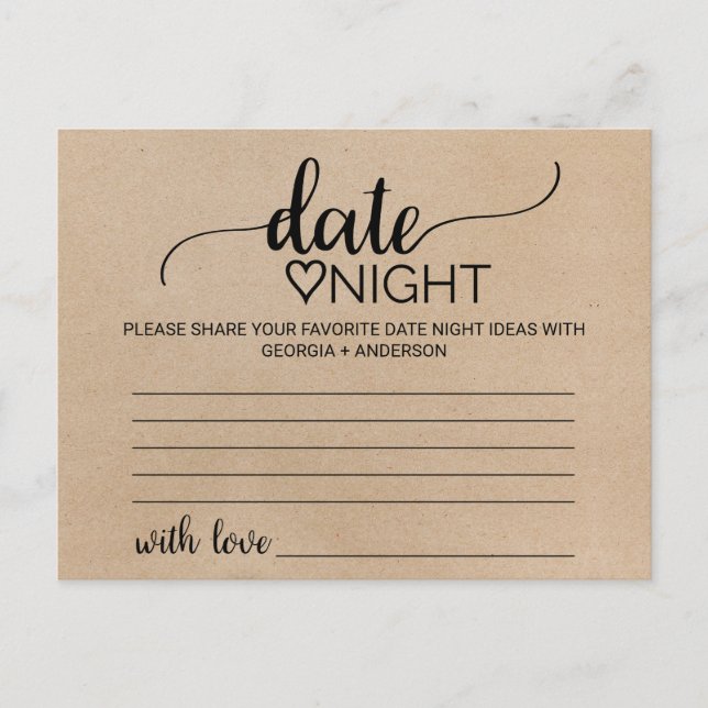 Einfache Imitate Kraft Kalligrafie Datum Night Ide Postkarte (Vorderseite)