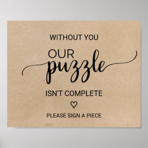 Einfache Imitate Kraft Puzzle Gästebuchunterschrif Poster