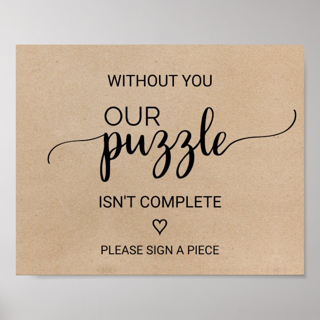 Einfache Imitate Kraft Puzzle Gästebuchunterschrif Poster (Vorne)