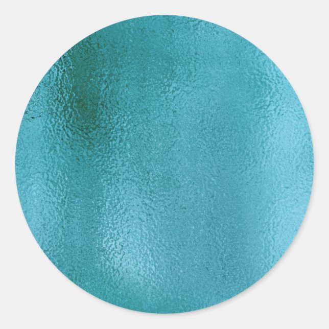 Einfache Imitate Metallic Aquamarin. Runder Aufkleber (Vorderseite)