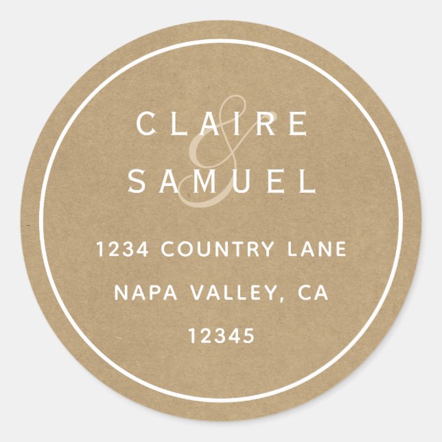 Einfache Imitate Rustic Kraft Hochzeitsstimmung Rü Runder Aufkleber (Vorderseite)