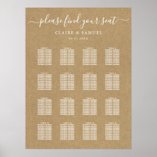 Einfache Imitate Rustikale Kraft Hochzeitsdiagramm Poster