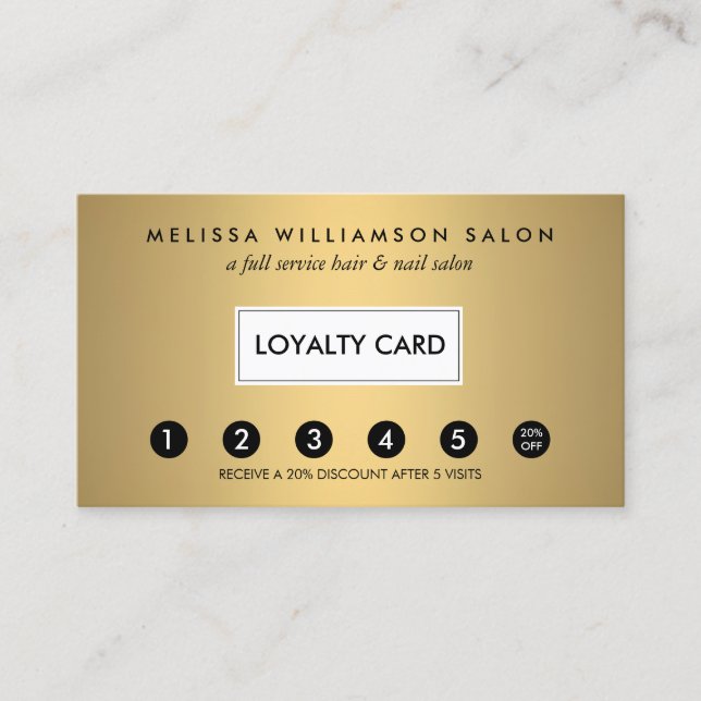 Einfache Imitats Gold Kundenloyalty Punch Card Treuekarte (Vorderseite)
