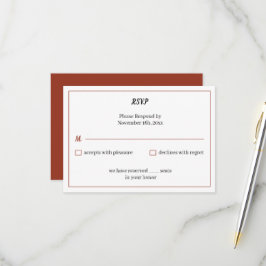 Einfache, individuell angepasste Braun Hochzeit RSVP Karte