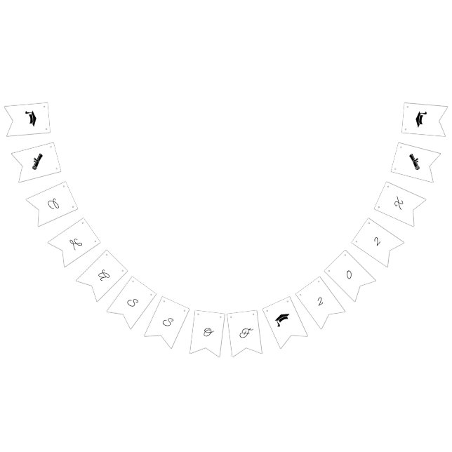 Einfache, individuell anpassbare Abschluss in Schw Wimpelkette (Alle)