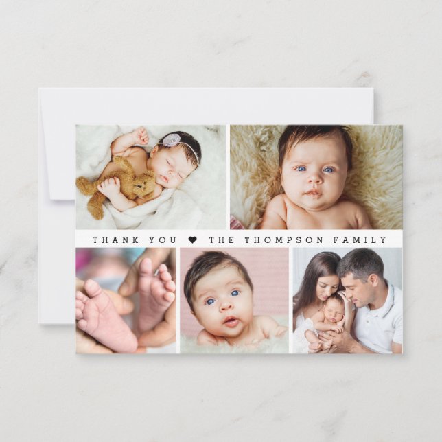 Einfache individuelle Foto Collage Baby Girl Dusch Dankeskarte (Vorderseite)