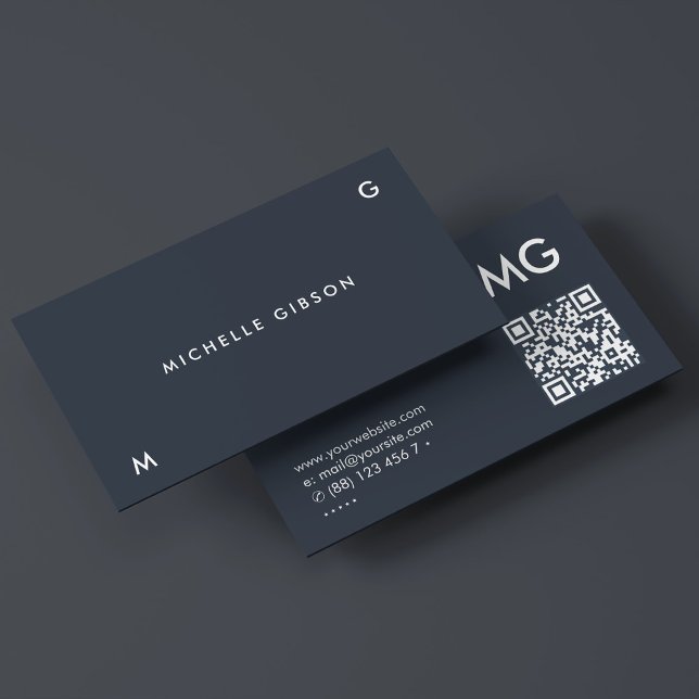 Einfache Initialen Berufliche dunkle blaue Kohle Visitenkarte (Simple Initials Professional Dark Blue Charcoal Business Card
)