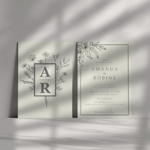 Einfache Initialen Elegante Hochzeit Einladung