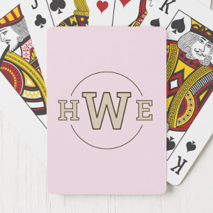 Einfache Initialen in rosa braun Monogramm Moderne Spielkarten
