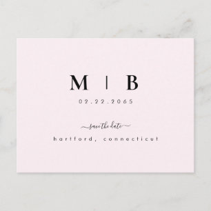 Einfache Initialen Schwung Pink Hochzeit retten Si Postkarte