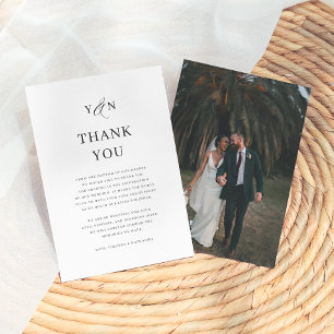 Einfache Initials Elegant Wedding Foto Vielen Dank Dankeskarte