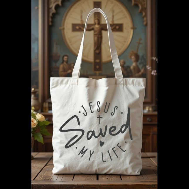 Einfache Jesus Rettete mein Leben Tote Tasche (Von Creator hochgeladen)