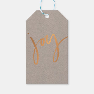 Einfache JOY Copper Metallic Minimalistisch Holida Geschenkanhänger