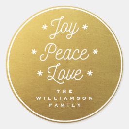 Einfache Joy Peace Liebe handgeschriebenes trendy  Runder Aufkleber