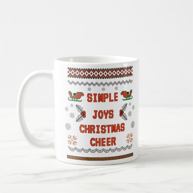 Einfache Joys Weihnachts-Cheer Pixel Art Design Kaffeetasse (Links)