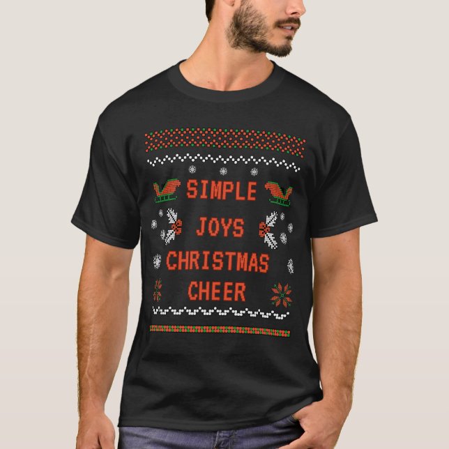 Einfache Joys Weihnachts-Cheer Pixel Art Design T-Shirt (Vorderseite)