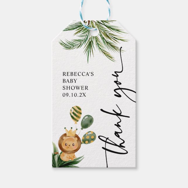 Einfache Jungle Party Baby Dusche Gastgeschenke Geschenkanhänger (Vorderseite)