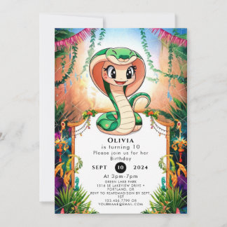 Einfache Jungle Snake Geburtstag Einladung