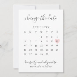 Einfache Kalender Rosa Herz Hochzeit ändern das Da Ankündigung