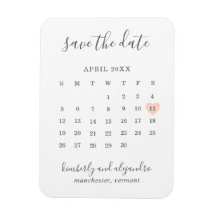 Einfache Kalenderpfeife Herzstück Save the Date Magnet