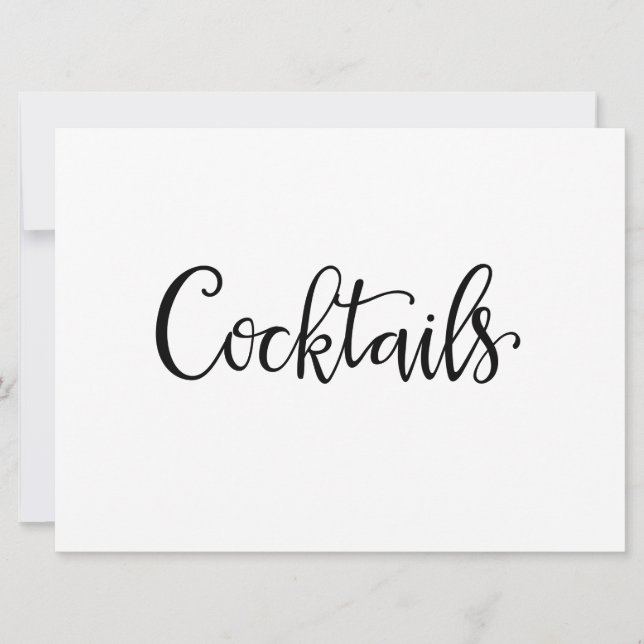 Einfache Kalligrafie | Cocktails Empfang Unterschr (Vorderseite)