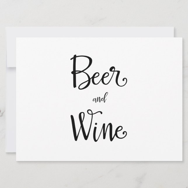 Einfache Kalligrafie | Empfang Bier und Wein Unter Einladung (Vorderseite)
