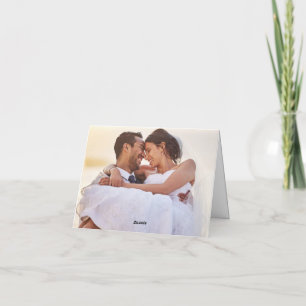 Einfache Kalligrafie Foto Hochzeit Danke Karte