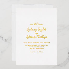 Einfache Kalligrafie Gold Back Lässig Wedding Gold Folieneinladung
