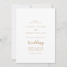Einfache Kalligrafie|Gold-Hochzeit Einladung