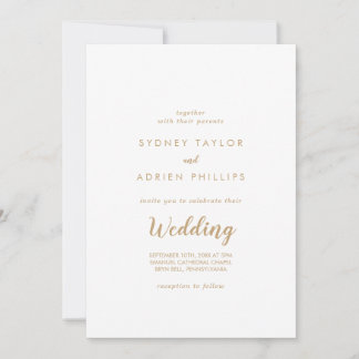 Einfache Kalligrafie|Gold-Hochzeit Einladung