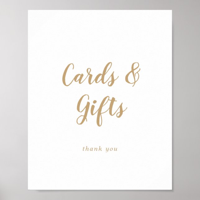 Einfache Kalligrafie|Gold Hochzeitskarten und Gesc Poster (Vorne)