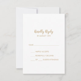 Einfache Kalligrafie|Gold Simple Wedding RSVP Card