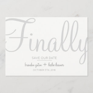 Einfache Kalligrafie Grau endlich Gerettet unser D Save The Date