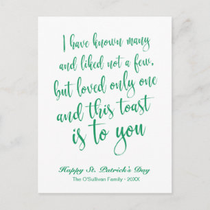 Einfache Kalligrafie Irischer Toast St. Patrick's  Postkarte