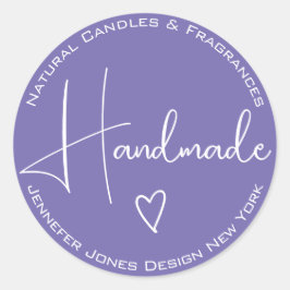 Einfache Kalligrafie Lilac Lavender Handmade Label Runder Aufkleber