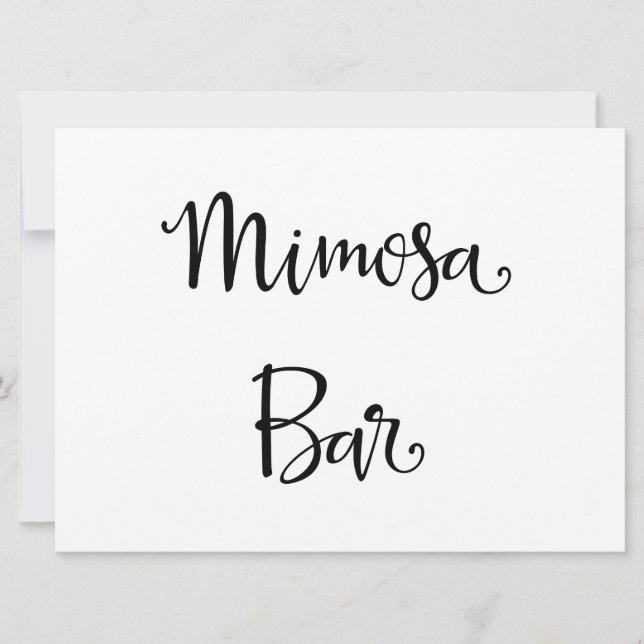 Einfache Kalligrafie | Mimosa Bar wedding Sign Einladung (Vorderseite)