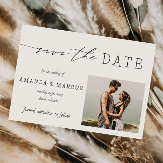 Einfache Kalligrafie Moderne Foto-Hochzeit Save The Date