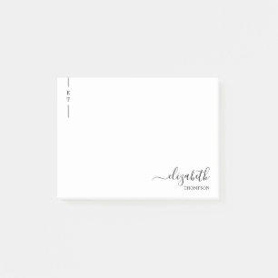 Einfache Kalligrafie Monogramm Schwarz/Weiß Post-it Klebezettel