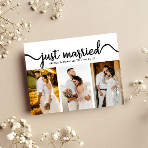 Einfache Kalligrafie nur verheiratetes Foto Ankündigungspostkarte