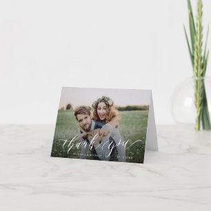 Einfache Kalligrafie rustikale Grünpflanzen-Foto-H Dankeskarte