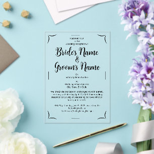 Einfache Kalligrafie Script Black & White Wedding Acryleinladungen