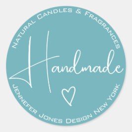 Einfache Kalligrafie Sky Light Blue Handmade Label Runder Aufkleber
