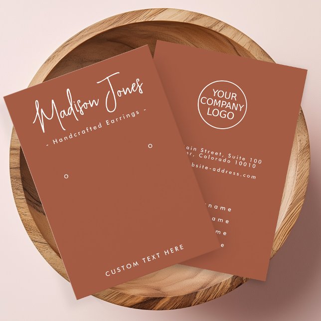 Einfache Kalligrafie Terracotta-Erdbeerausweiskart Visitenkarte (Von Creator hochgeladen)