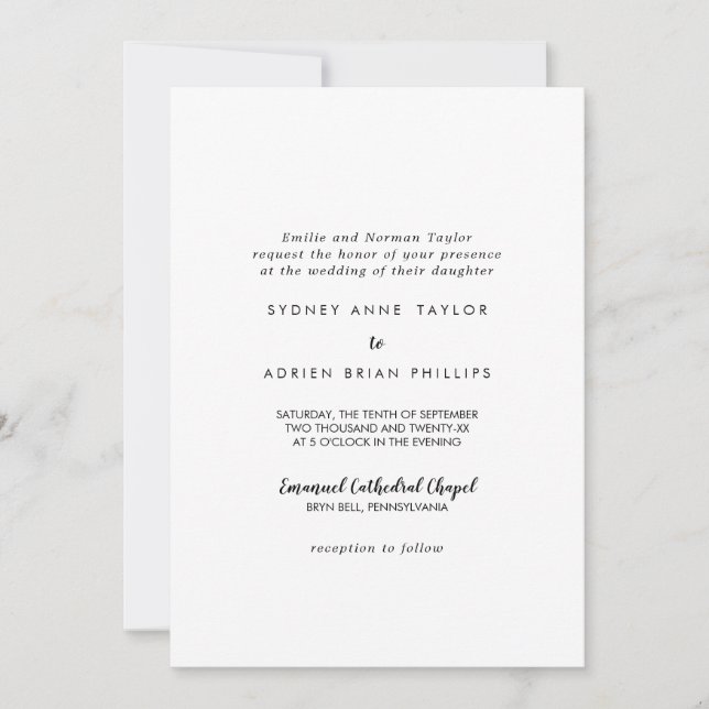 Einfache Kalligrafie Traditionelle Einladung zur H (Vorderseite)