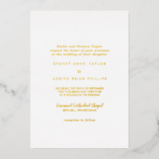 Einfache Kalligrafie Traditionelles HochzeitGold Folieneinladung
